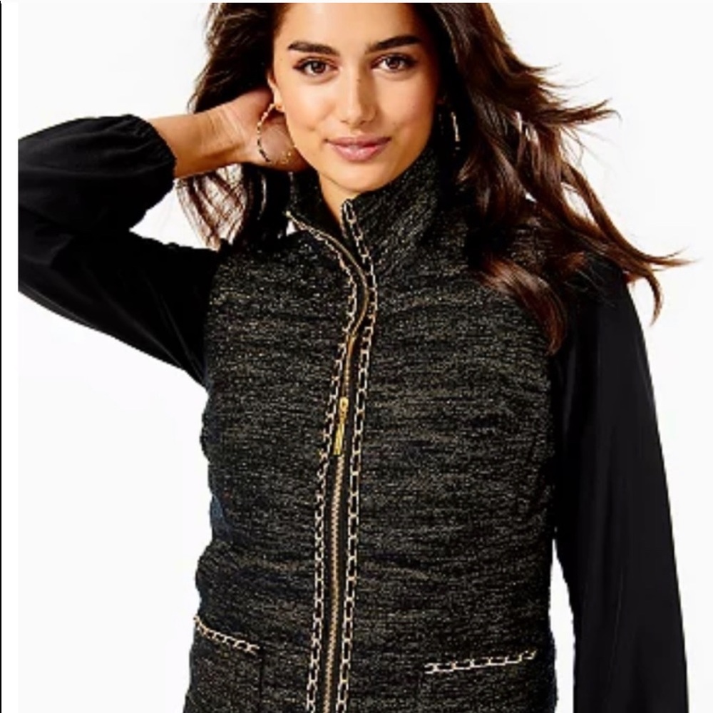 NWT Lilly Pulitzer Norella Vest Tweed Black Sz XL